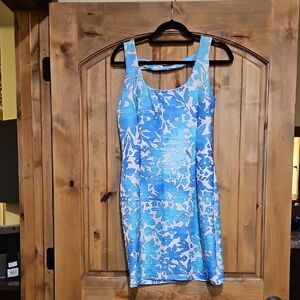 Jennifer Lopez Blue and White Floral Mini Dress